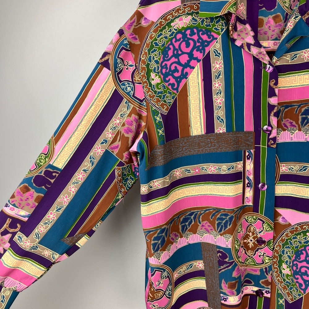 Vintage S.G. Sport Collection Shirt Top Blouse Womens L/XL? Patchwork Print Bold - Picture 5 of 7
